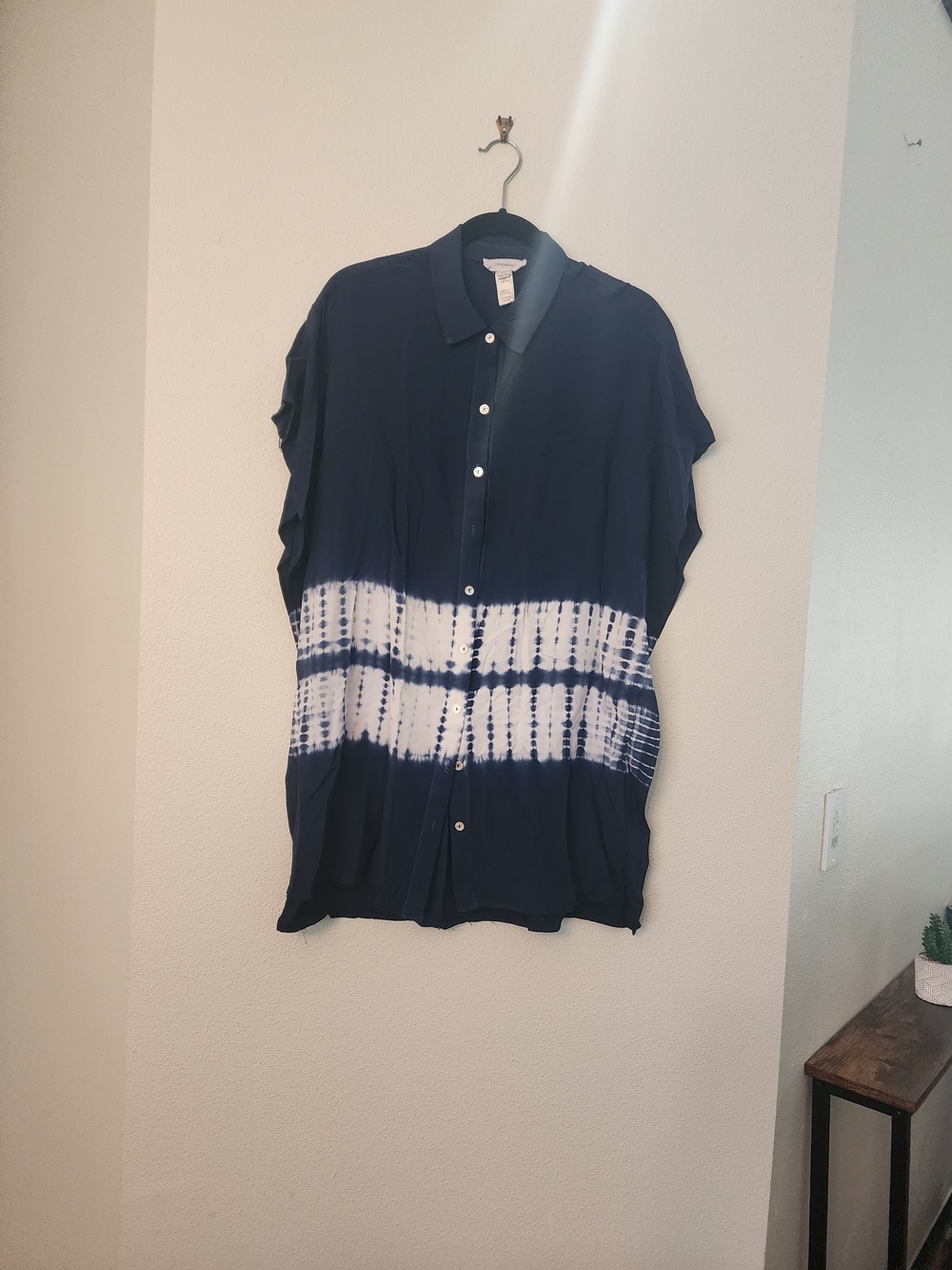 Women’s Navy Tie-Dye Button-Up Dress